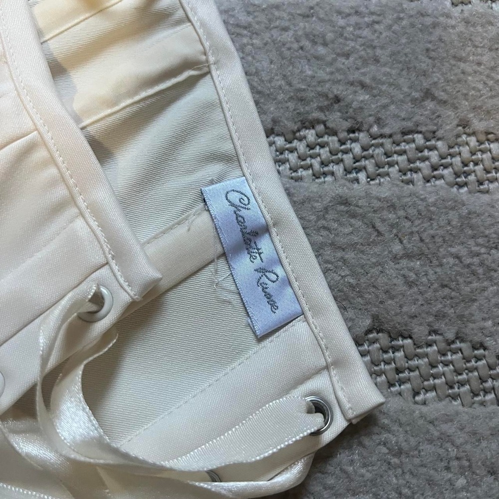 VTG Y2K Charlotte Russes white corsetsize M/L BlackWhite Silky Rococo Coquette - Picture 6 of 8